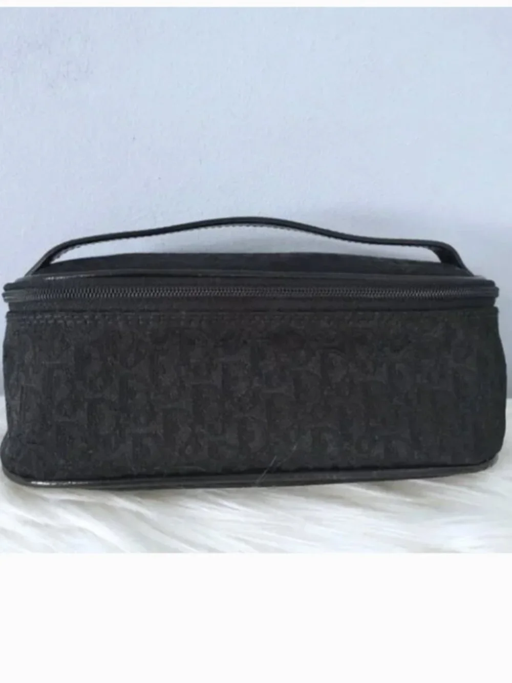 Dior Oblique canvas toiletry cosmetic travel case double zip EUC